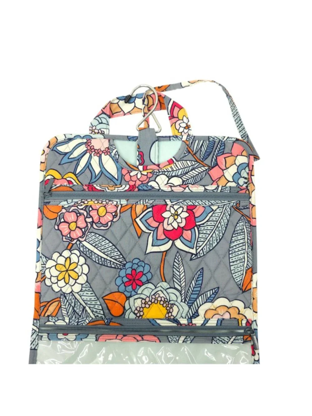 Vera Bradley Hanging Organizer Cosmetic Makeup Travel Bag Tropical Evening Gray - Picture 14 of 15